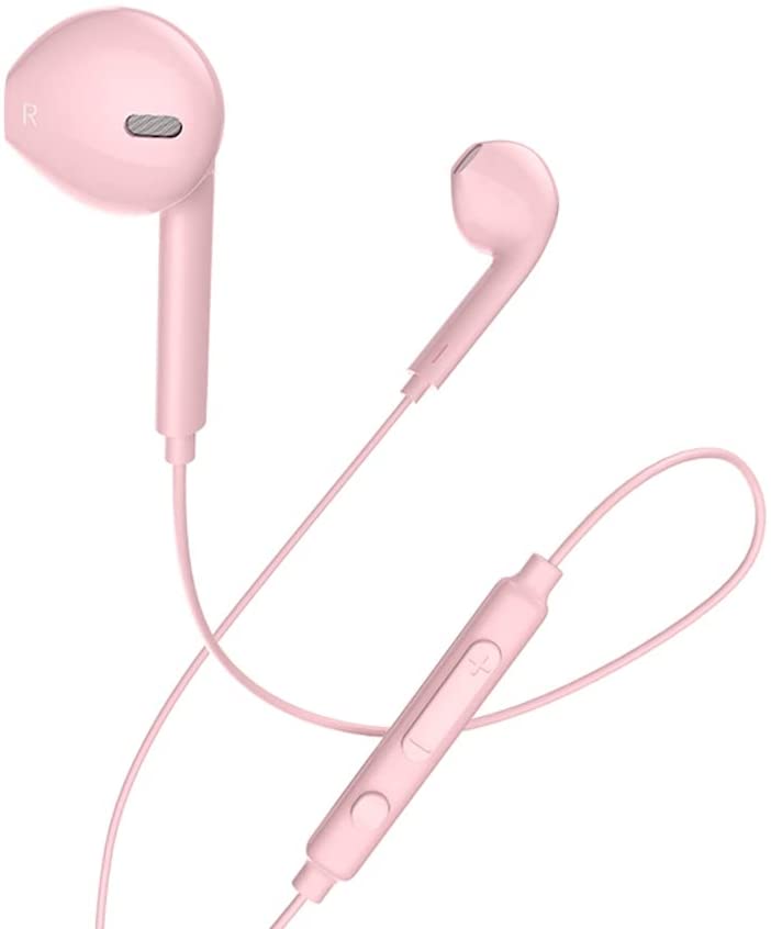 Wire Control Earphones With Mic Pink