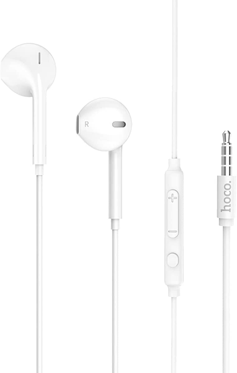 Hoco Memory Sound Wired Earphones With Microphone White