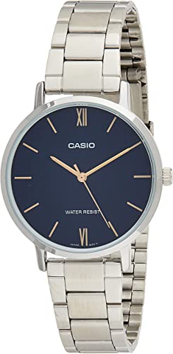 Casio Women's Watch LTP-VT01D-2B2UD | Stainless Steel Mesh Strap | Water-Resistant | Minimal | Quartz Movement | Lifestyle| Business | Scratch-resistant | Fashionable | Halabh
