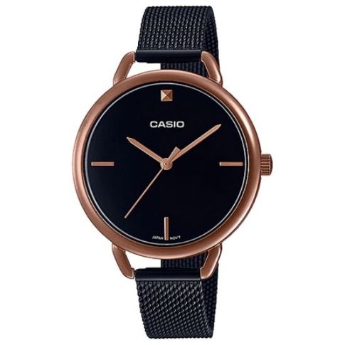 Casio Women's Watch LTP-E415MBR-1CD | Stainless Steel Mesh Strap | Water-Resistant | Minimal | Quartz Movement | Lifestyle| Business | Scratch-resistant | Fashionable | Halabh 