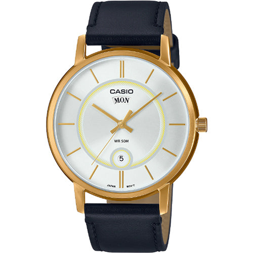 Casio Men's Leather Watches MTP-B120GL-7AVDF | Leather Band | Water-Resistant | Quartz Movement | Classic Style | Fashionable | Durable | Affordable | Halabh