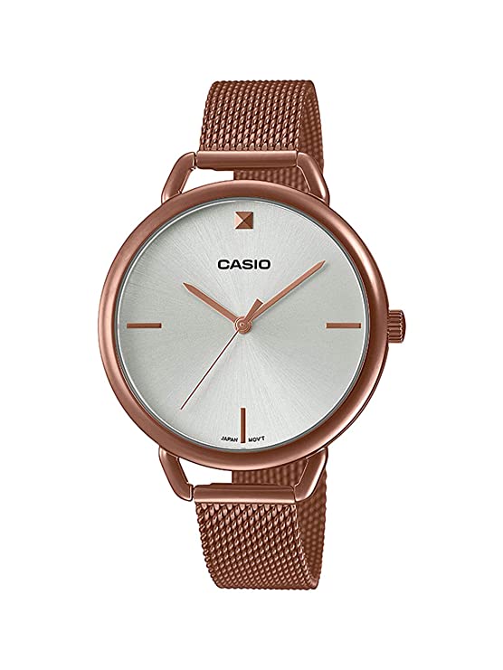 Casio Women's Watch LTP-E415MR-7CDF | Stainless Steel Mesh Strap | Water-Resistant | Minimal | Quartz Movement | Lifestyle| Business | Scratch-resistant | Fashionable | Halabh