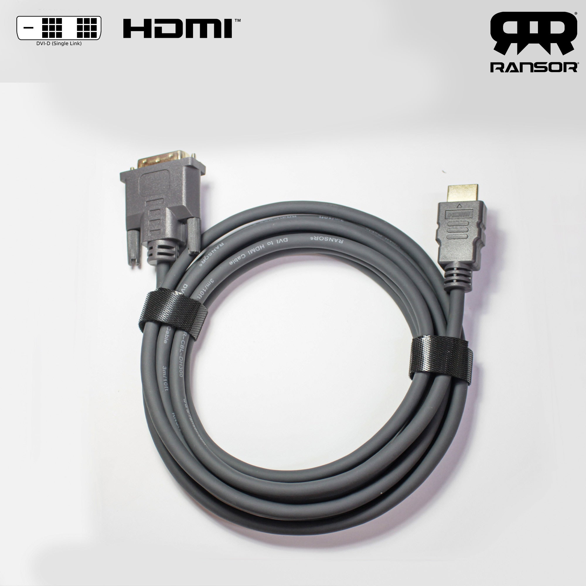 Ransor Premium 1080P DVI to HDMI 3m/10ft Cable