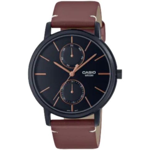 Casio Men's Fashion Watch MTP-B310BL-5AVD | Brown Leather Band | Water-Resistant | Quartz Movement | Classic Style | Fashionable | Durable | Affordable | Halabh