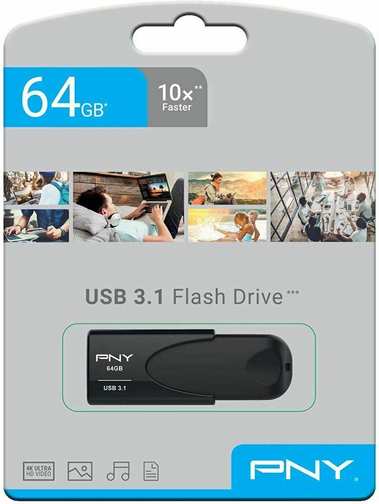 PNY Attache 4 USB Flash Drive 64 GB USB Type A 3.2 Gen 1 Black