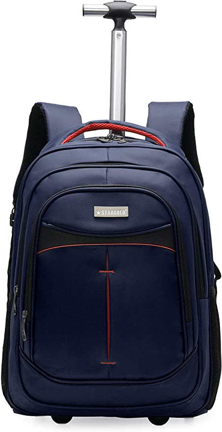 Stargold Unisex Water-Resistant Trolley Backpack, 18 Wheels, Dark Blue