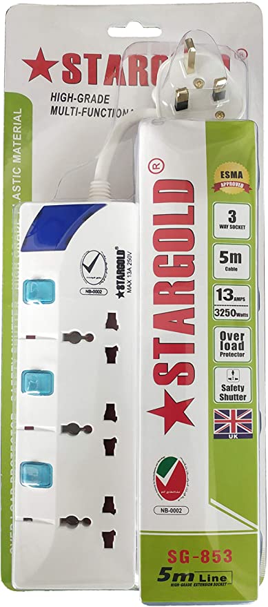 Star Gold Extension 3 Way 10M | Outlet | USB | Extension Cord | Electronics | Home Improvement | Technology | Convenience | Protection | Versatility | Halabh.com
