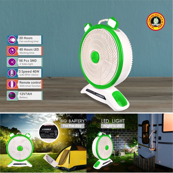Stargold 14 Rechargeable Table Fan With Remote Control And Smd Led Light 3 Speed 40w | Home Appliance & Electronics | Halabh.com