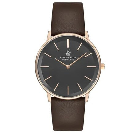 Beverly Hills Polo Club Men's Watch Brown Leather Strap