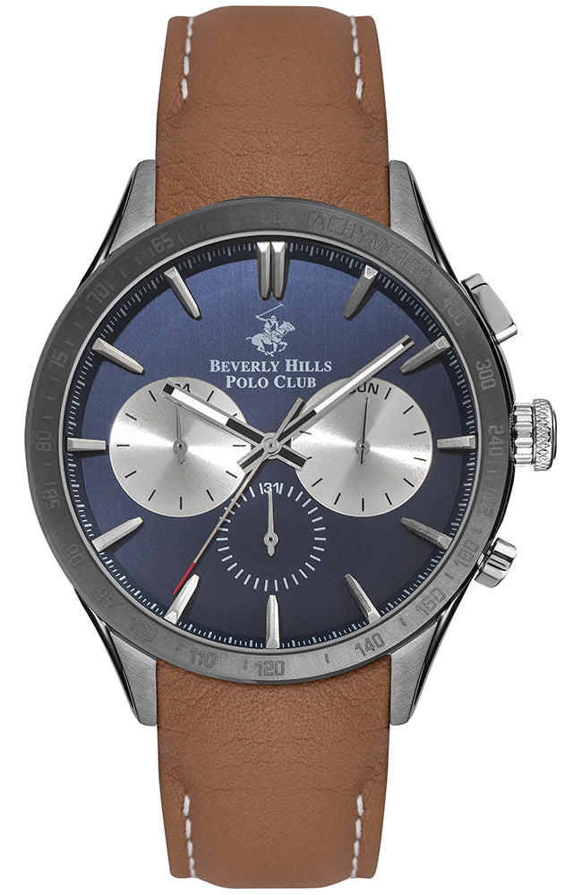 Beverly Hills Polo Club Brown Leather Strap Men's Watch