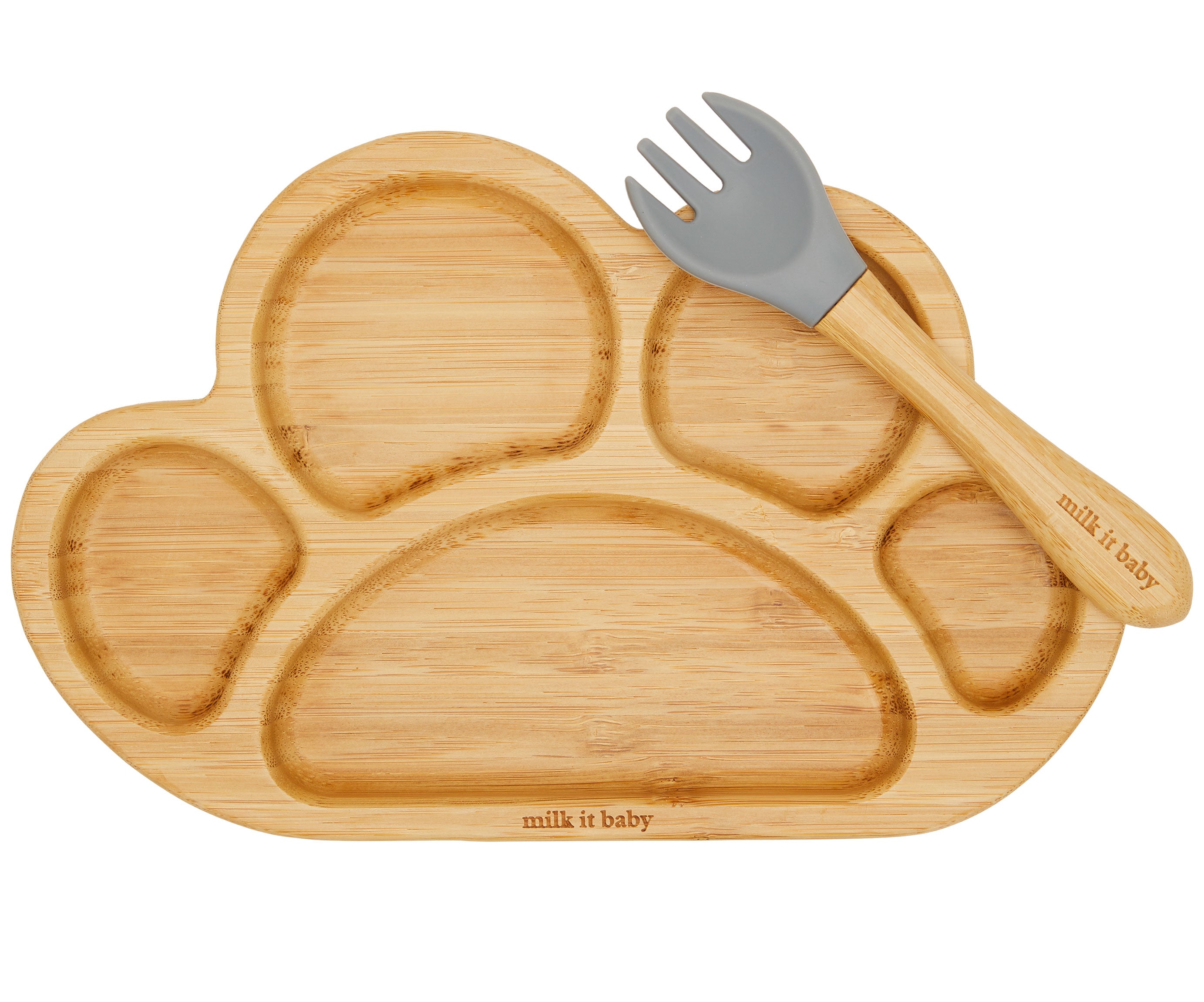 Milk It Baby Bamboo Tiger Paw Suction Plate & Fork Set Berry Blue | Baby Products | Halabh.com
