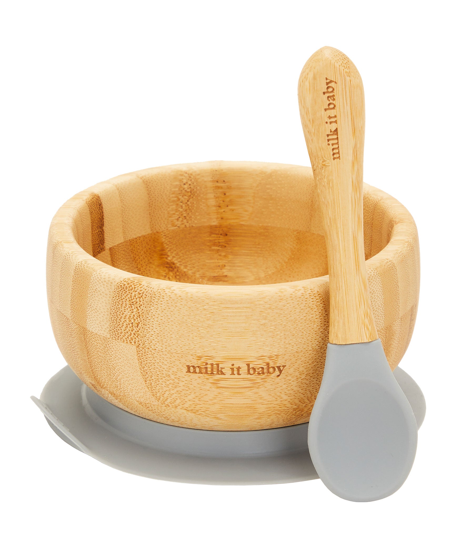 Milk It Baby Bamboo Suction Baby Bowl & Spoon Set Berry Blue | Baby Products | Halabh.com