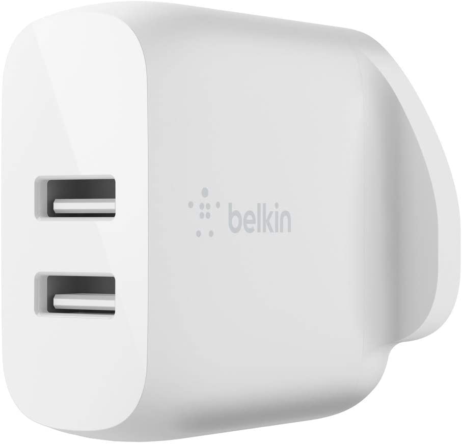 Belkin Wall Charger Dual Port 4.8Amp 2X12W With 1M Ltg Cable, White