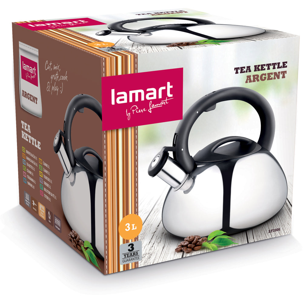 LAMART Argent 3L Tea kettle - Stainless Steel & Black LT7006