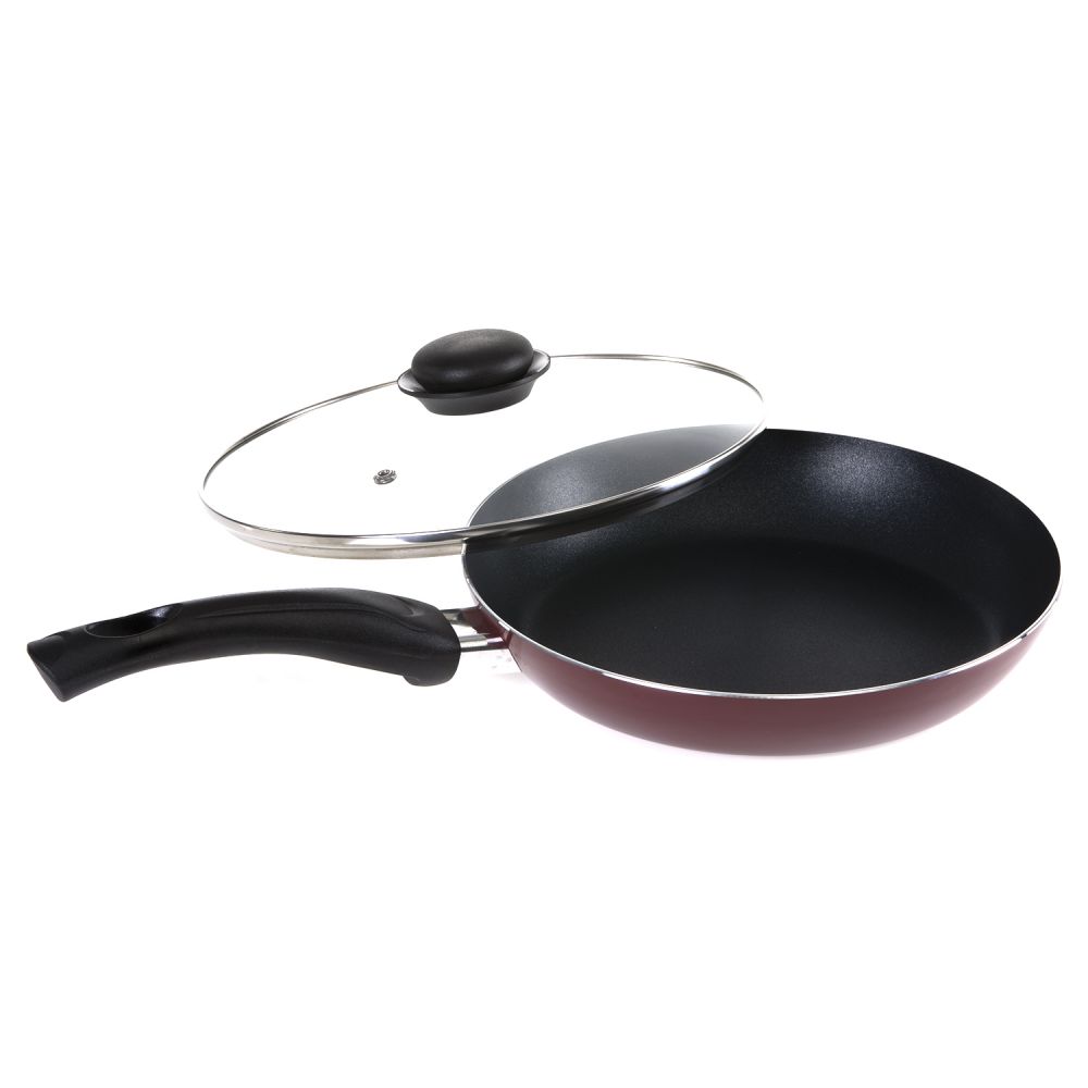 Royalford 24cm Fry Pan with Lid - Red  RF2951