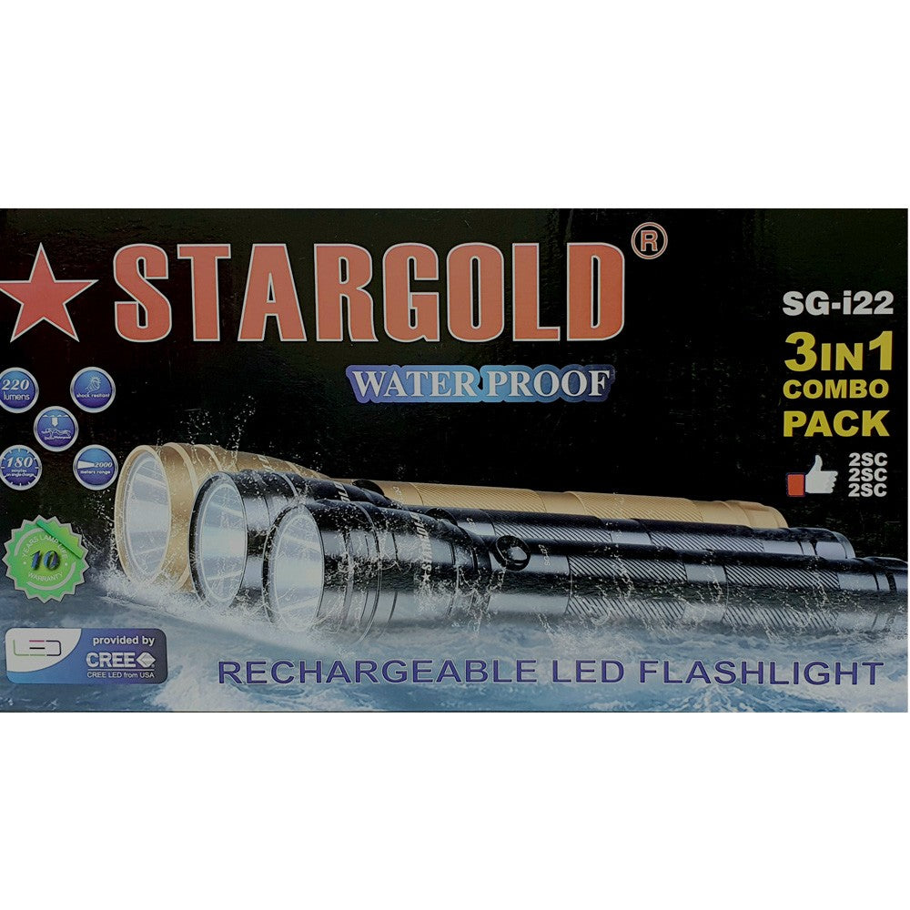 Stargold Waterproof LED Torch 3 In 1 Combo 3X2Sc