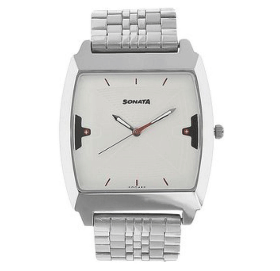 Sonata Silver Dial Analog Men's Watch 77064SM03 | Stainless Steel | Mesh Strap | Water-Resistant | Minimal | Quartz Movement | Lifestyle | Business | Scratch-resistant | Fashionable | Halabh.com