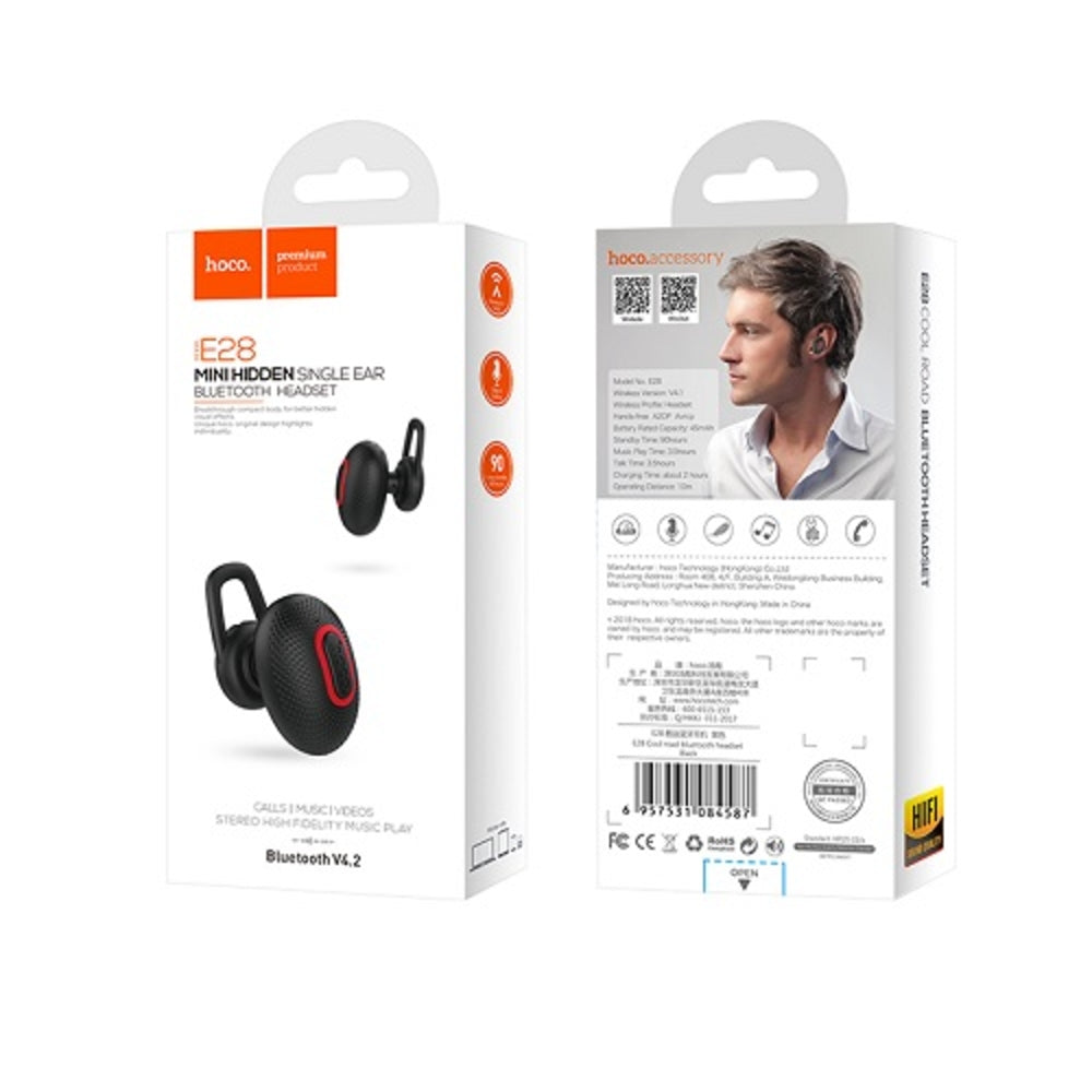Hoco Hidden Single Ear Bluetooth Headset Black