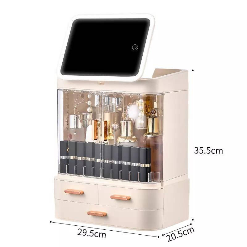 Jewelry Storage Holder with Led Lighted Mirror