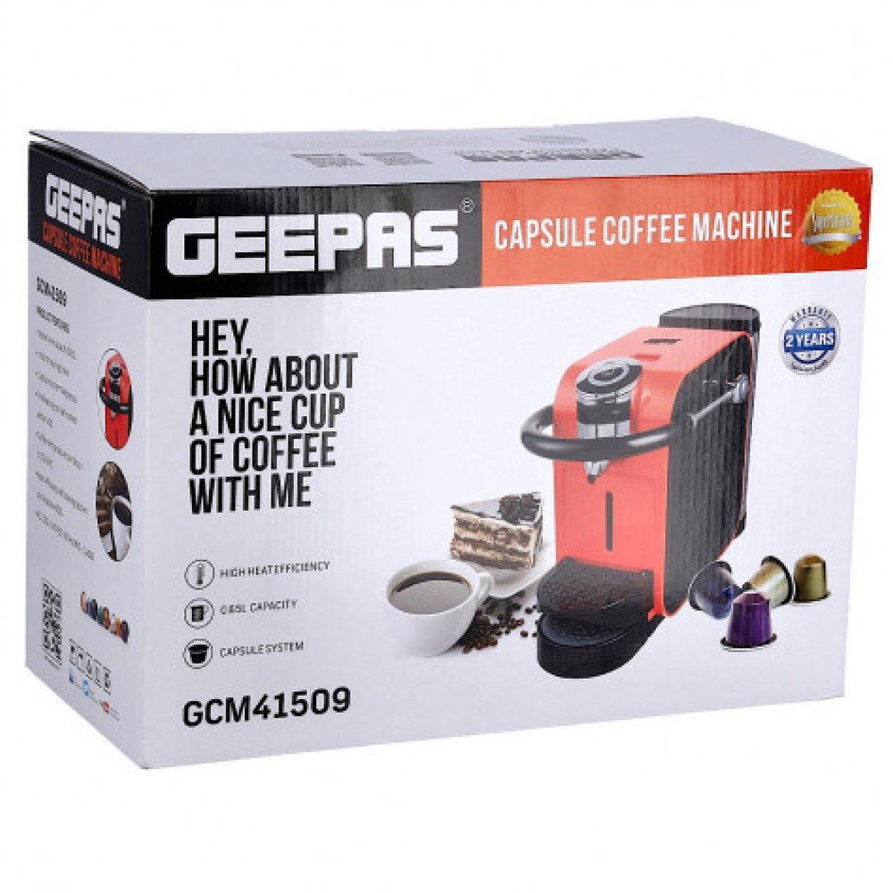 Geepas Capsule Coffee Maker 0.65L WaterTank 1x2