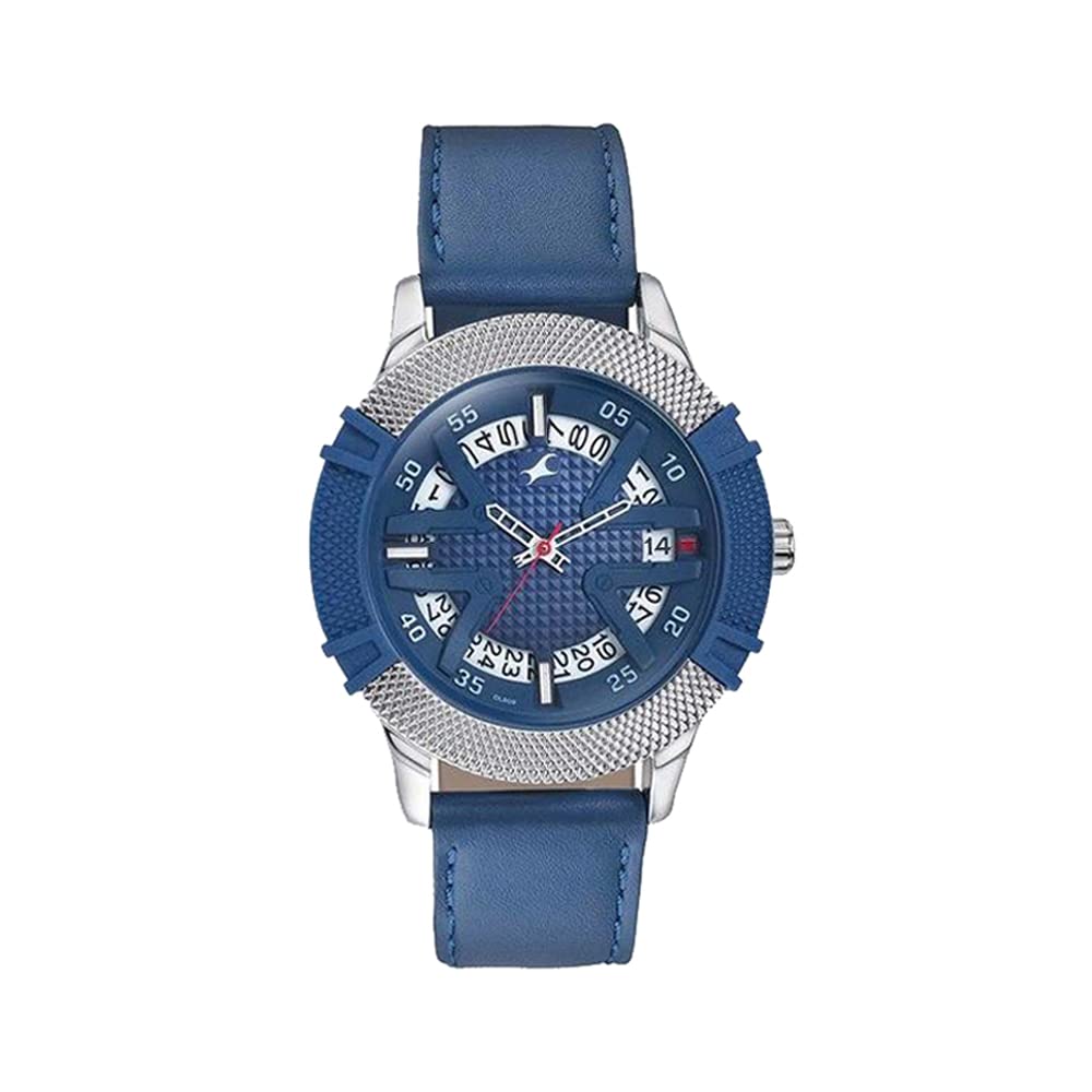 Fastrack Analog Blue Men's Watch 3223KL01 | Leather Band | Water-Resistant | Quartz Movement | Classic Style | Fashionable | Durable | Affordable | Halabh.com
