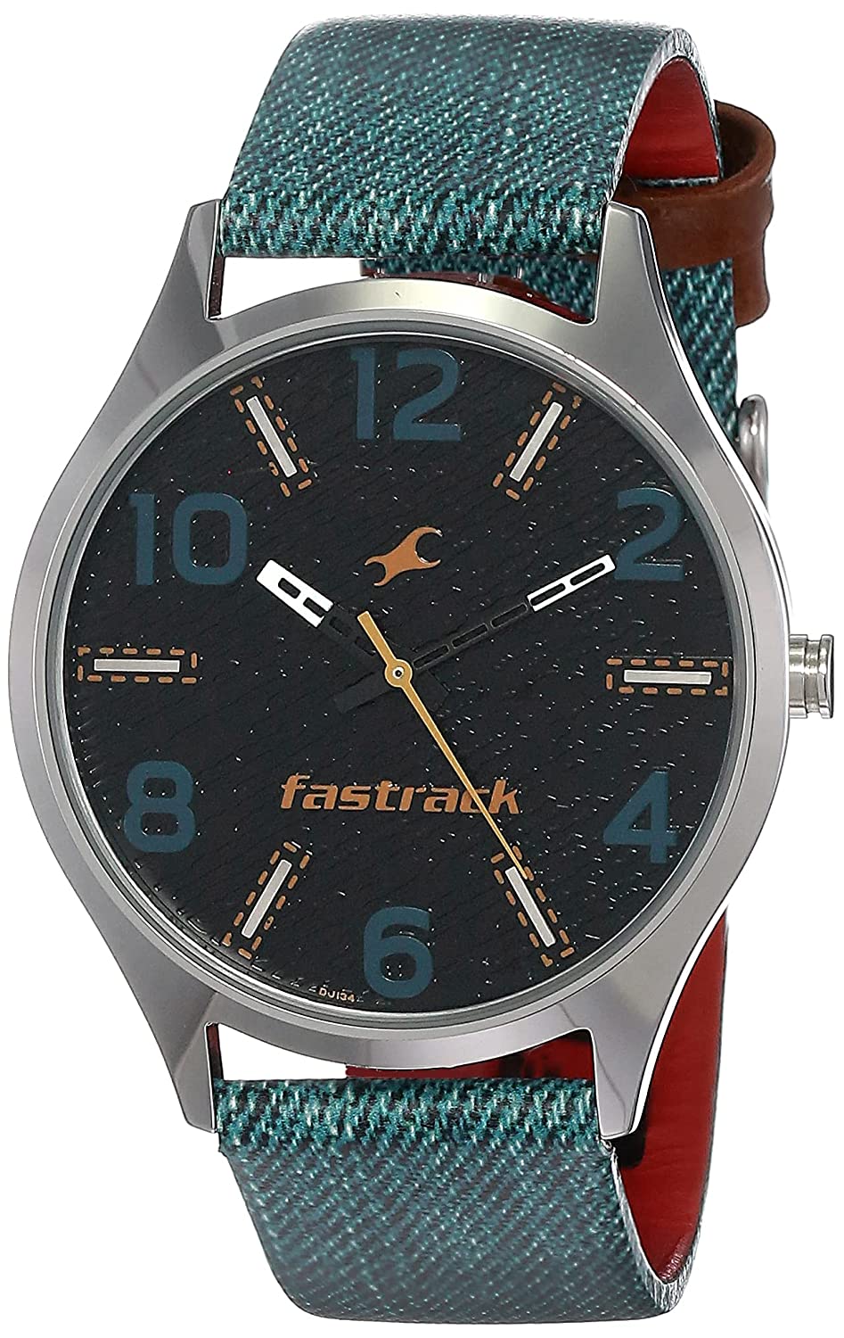 Fastrack Denim Analog Men Watch 3184SL02 | Leather Band | Water-Resistant | Quartz Movement | Classic Style | Fashionable | Durable | Affordable | Halabh.com