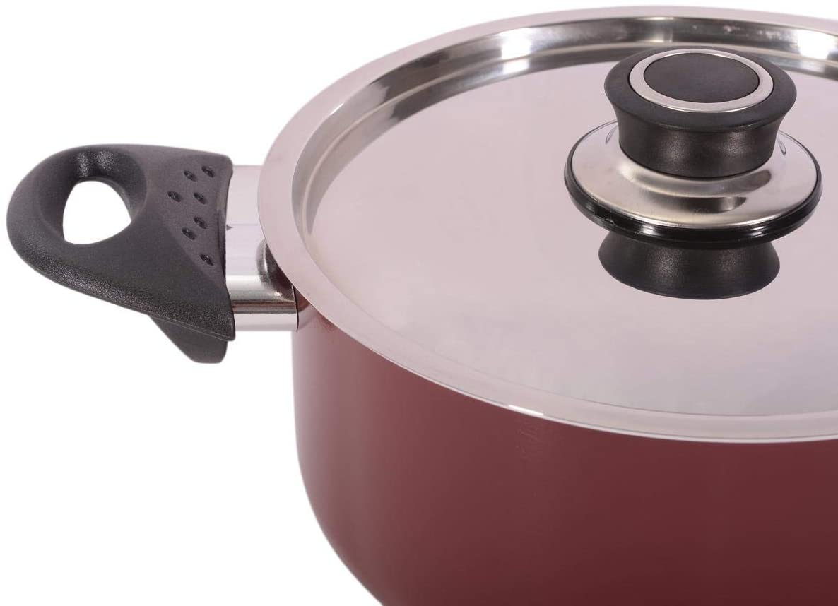 Royalford Aluminum Non Stick Cooking Pot with Lid 2 Pieces Red