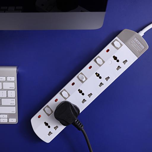 Krypton 5 Way Extension Board Plug Power Extension Socket | Outlet | USB | Extension Cord | Electronics | Home Improvement | Technology | Convenience | Protection | Versatility | Halabh.com