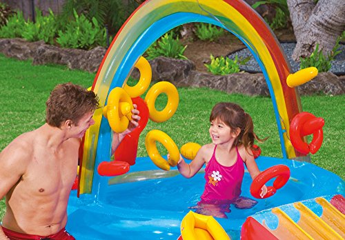 Intex Rainbow Ring Inflatable Play Center, 117" X 76" X 53", For Ages 2+