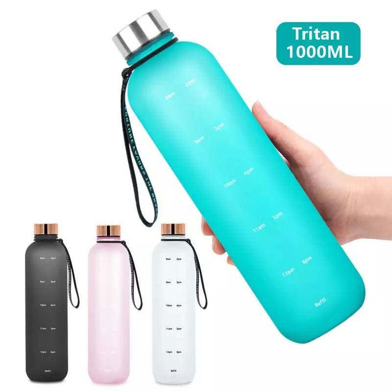 1000ml Water Bottle Time Marker Water Flask No Straw Motivational Drink Bottle