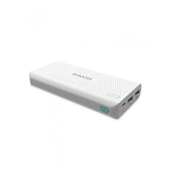 Romoss Sense15 Portable Power Bank 15000mAh with two USB Slot and Cable for Samsung Galaxy S8 In white