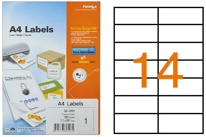 Formtec Labels 14 Labels Per Sheet FT GS 1114