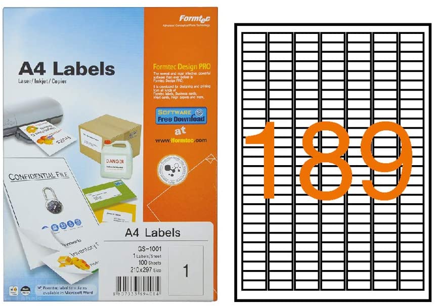 Formtech Labels   Labels Per Sheet FT GS 1189