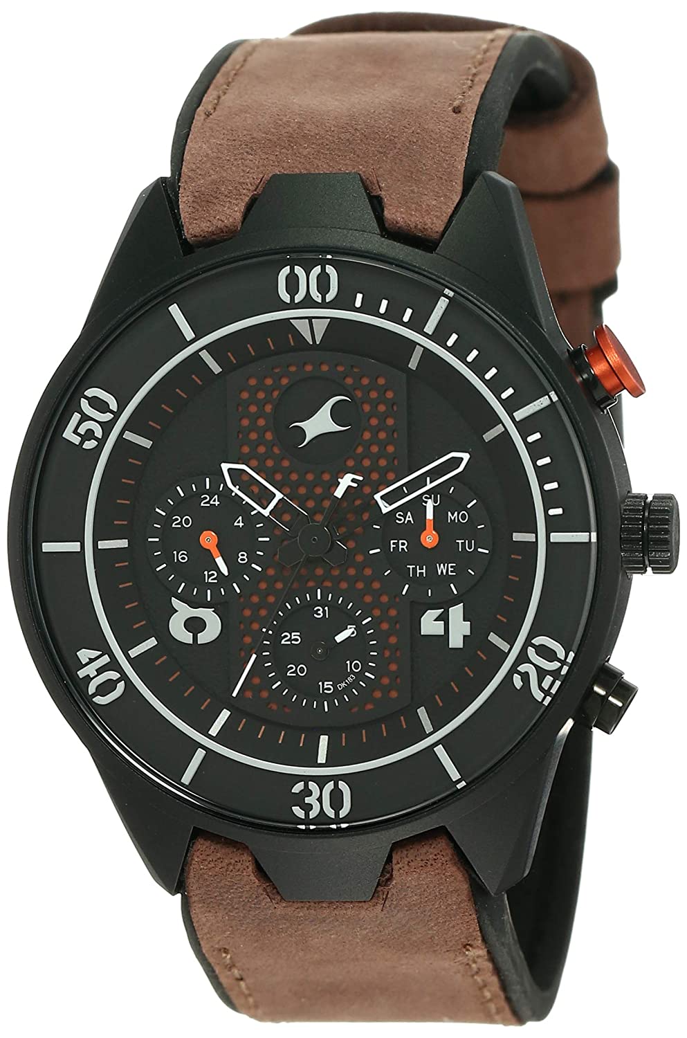 Fastrack Men Analog Black Watch 3195AP01 | Leather Band | Water-Resistant | Quartz Movement | Classic Style | Fashionable | Durable | Affordable | Halabh.com