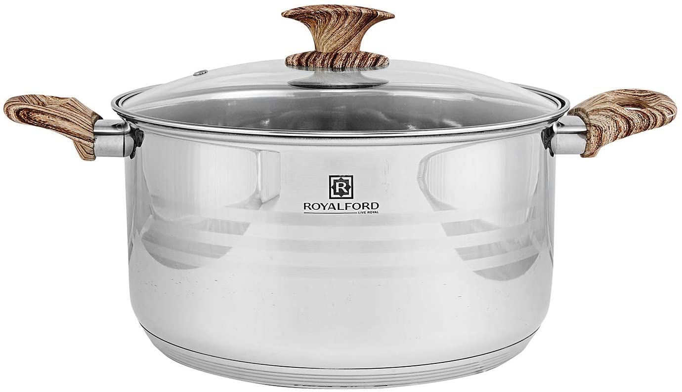 Royalford 28cm Stainless Steel Casserole with Glass Lid RF8550