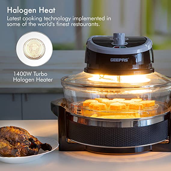 Geepas 1400W Turbo Halogen Oven 17L 60min Timer