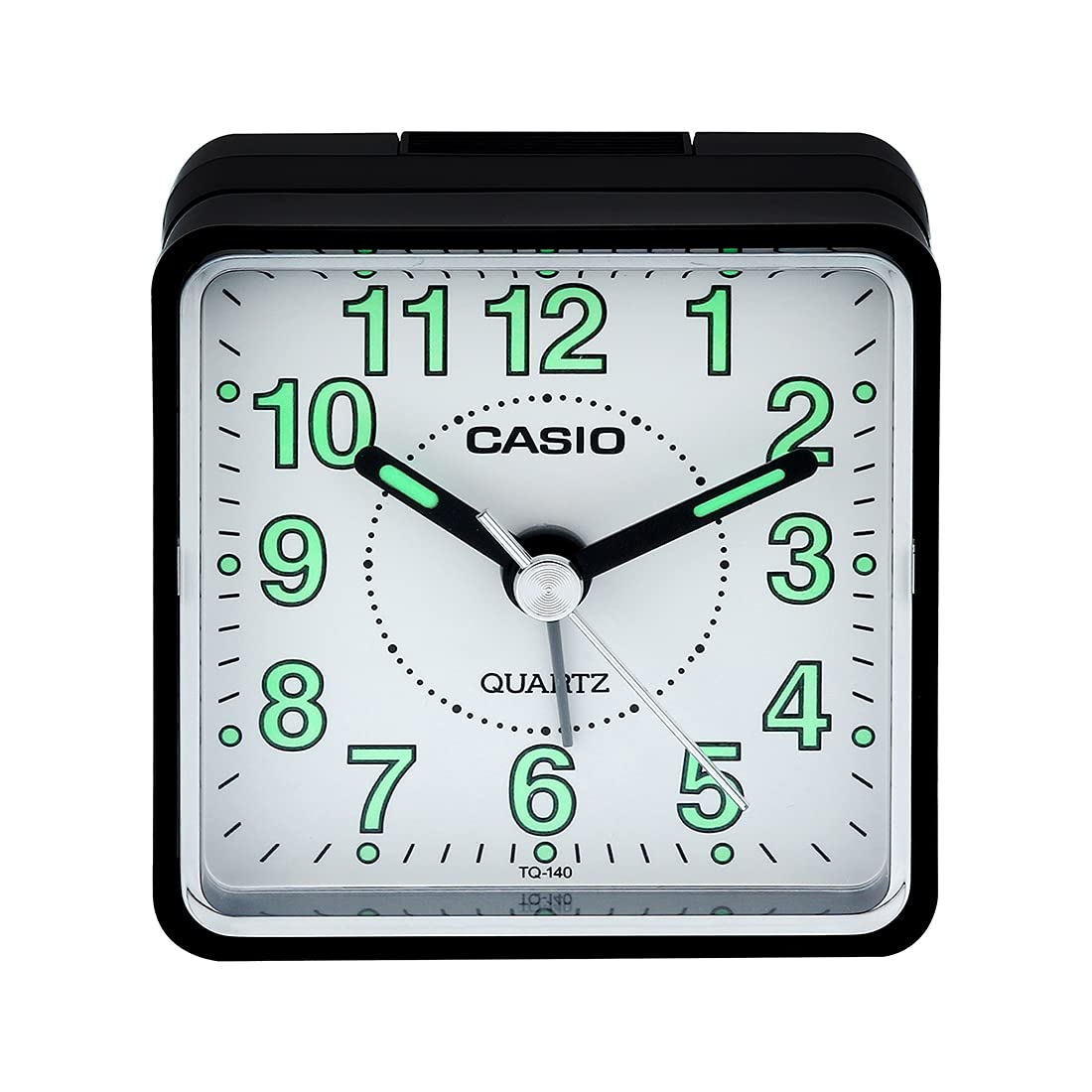 Casio Beep Alarm Clock Black TQ-140-1BDF | Thermometer | Reliable Timekeeping | Travel | Wake Up Routine | Snooze Function | Battery Operated | Portable | White Face | Halabh.com