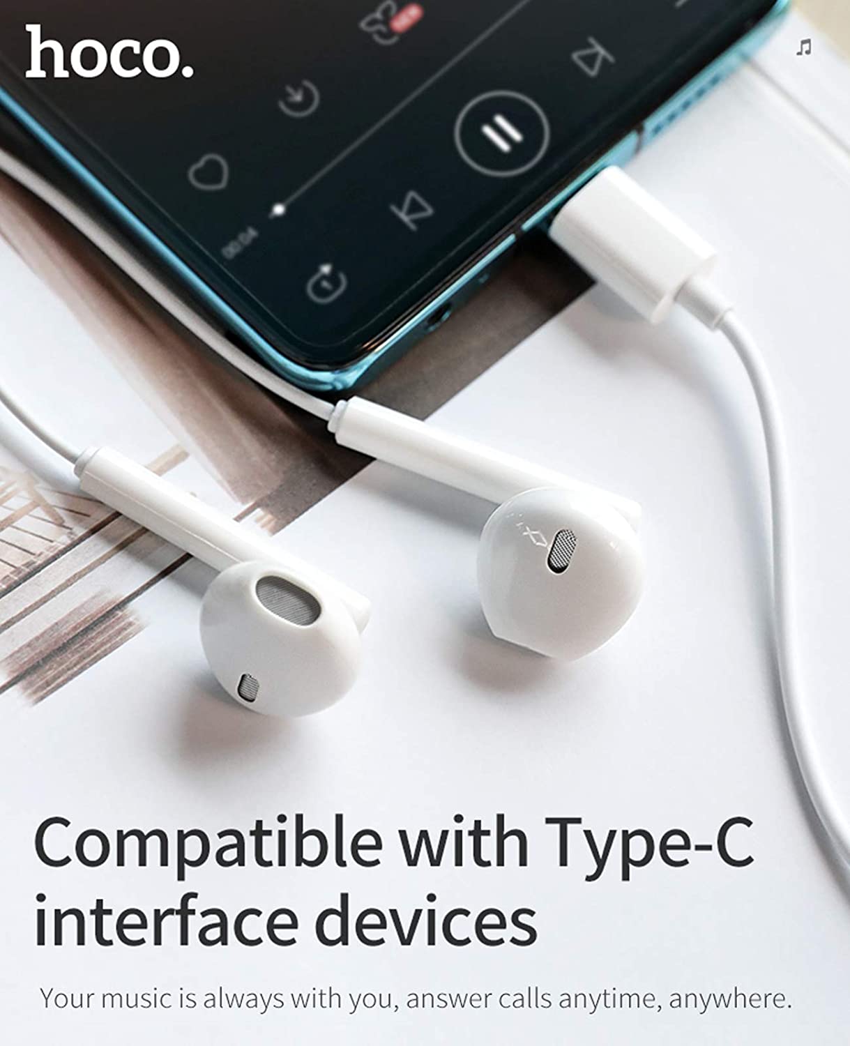 Special Sound Type C Wire Control Earphones With Mic White