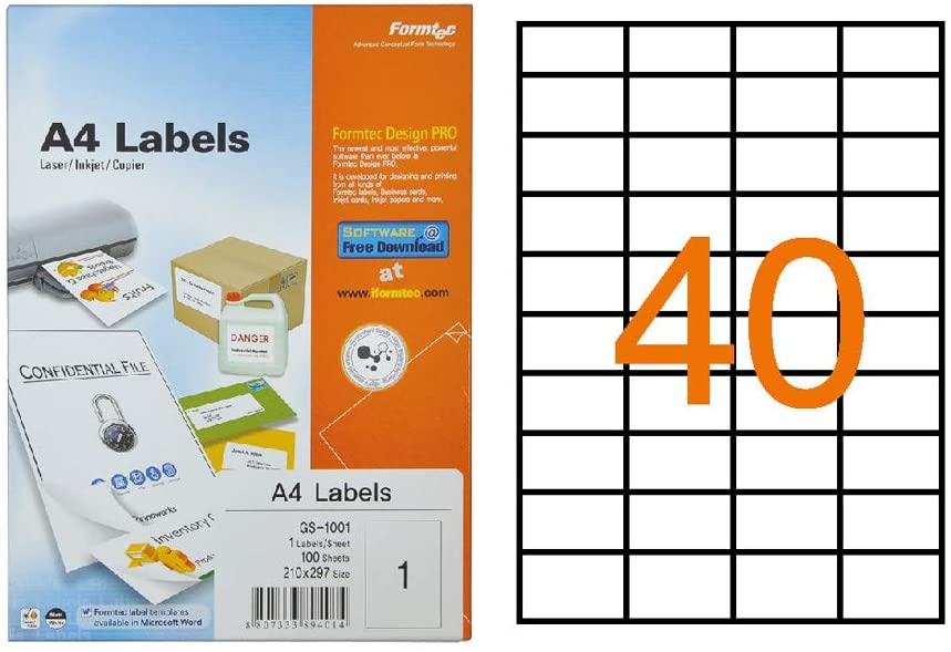 Formtec Labels 40 Labels Per Sheet FT
