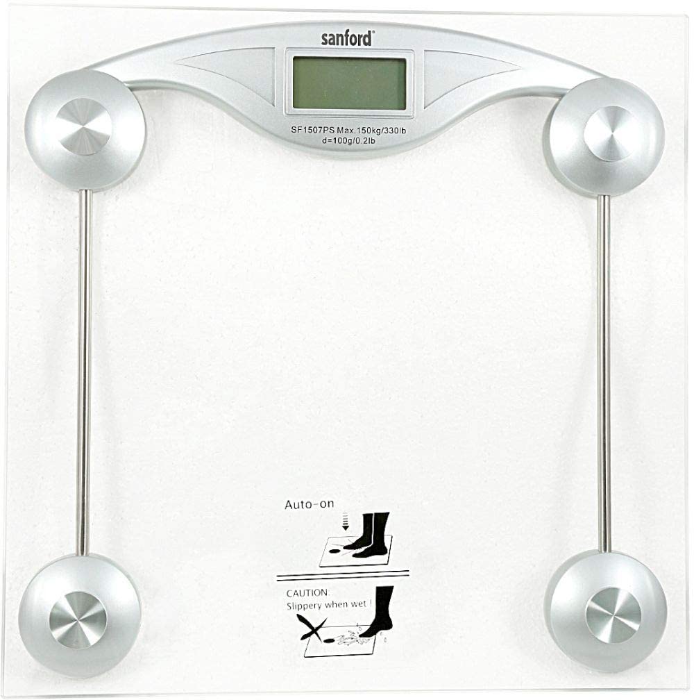 Sanford SF1507PS Glass Electronic Personal Scale Silver