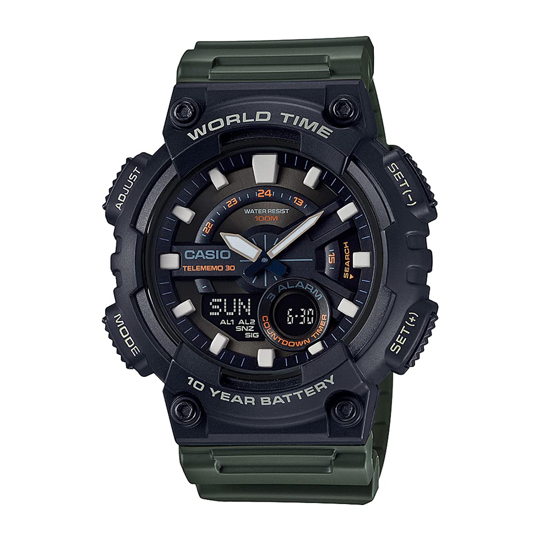 Casio Youth Men's Watch Black AEQ-110W-3AVDF | Resin | Water-Resistant | Minimal | Quartz Movement | Lifestyle| Business | Scratch-resistant | Fashionable | Halabh.com