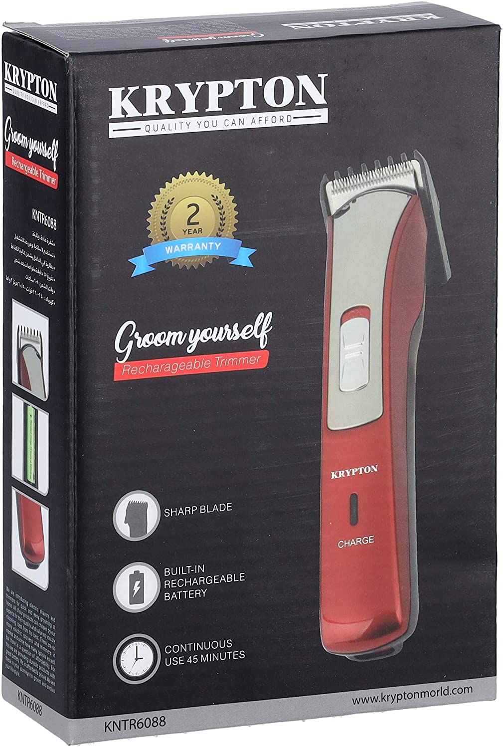 Krypton Rechargeable Trimmer Red & Black