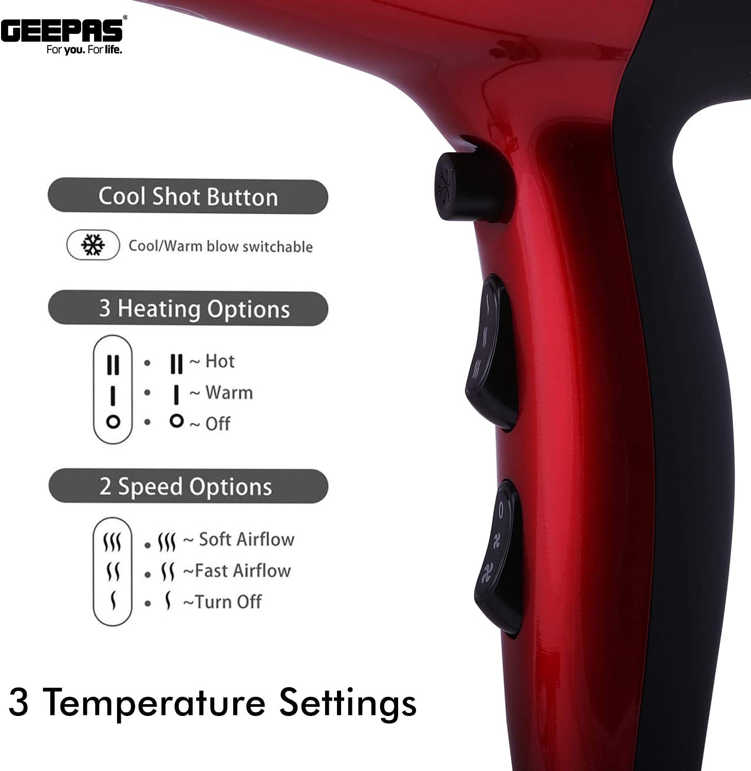Geepas Hair Dryer Red & Black at Best Price in Bahrain - Halabh
