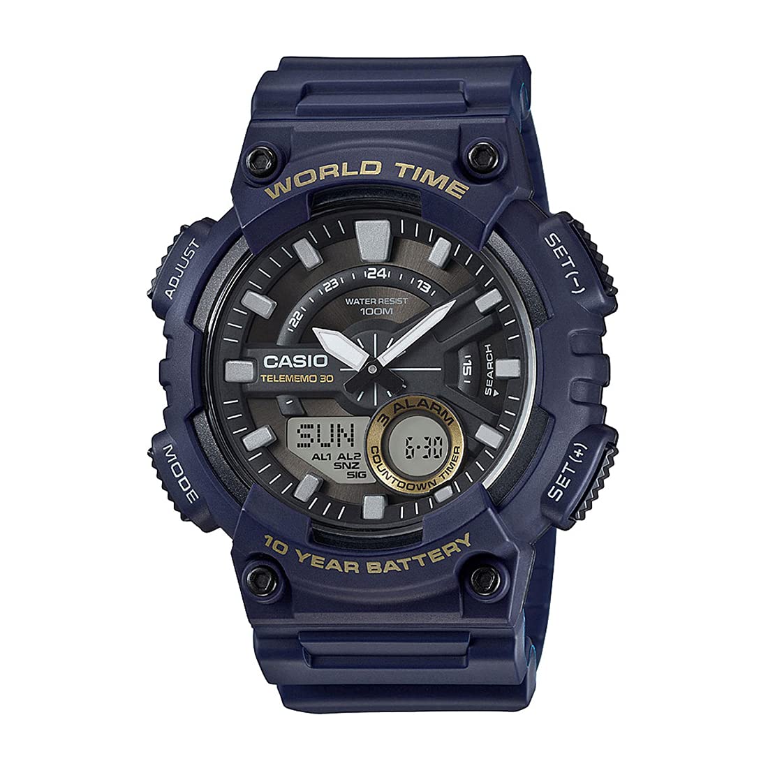 Casio Youth Black Men's Watch AEQ-110W-2AVDF | Resin | Water-Resistant | Minimal | Quartz Movement | Lifestyle| Business | Scratch-resistant | Fashionable | Halabh.com