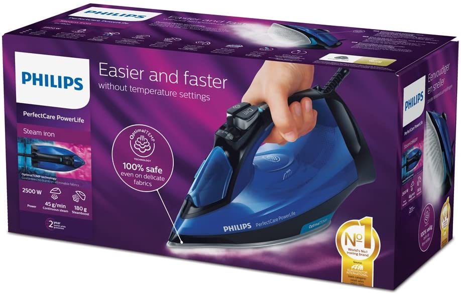 Philips Perfect Care Power Life Steam Iron - GC3920  | reliable performance | lightweight | variable steam settings | safety features | stylish | even heat distribution | Halabh.com
