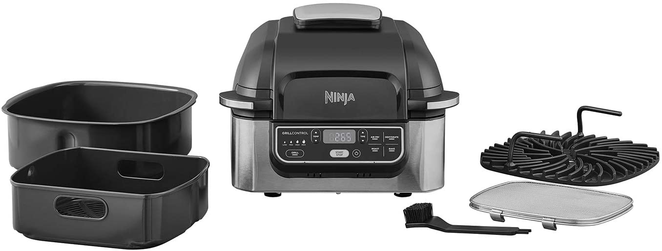 Ninja Foodi Health Grill and Air Fryer | Capacity 5.6L | Color Black and Silver | Best Kitchen Appliances in Bahrain | Halabh