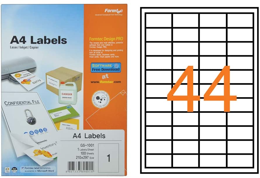 Formtech Labels   Labels Per Sheet FT GS