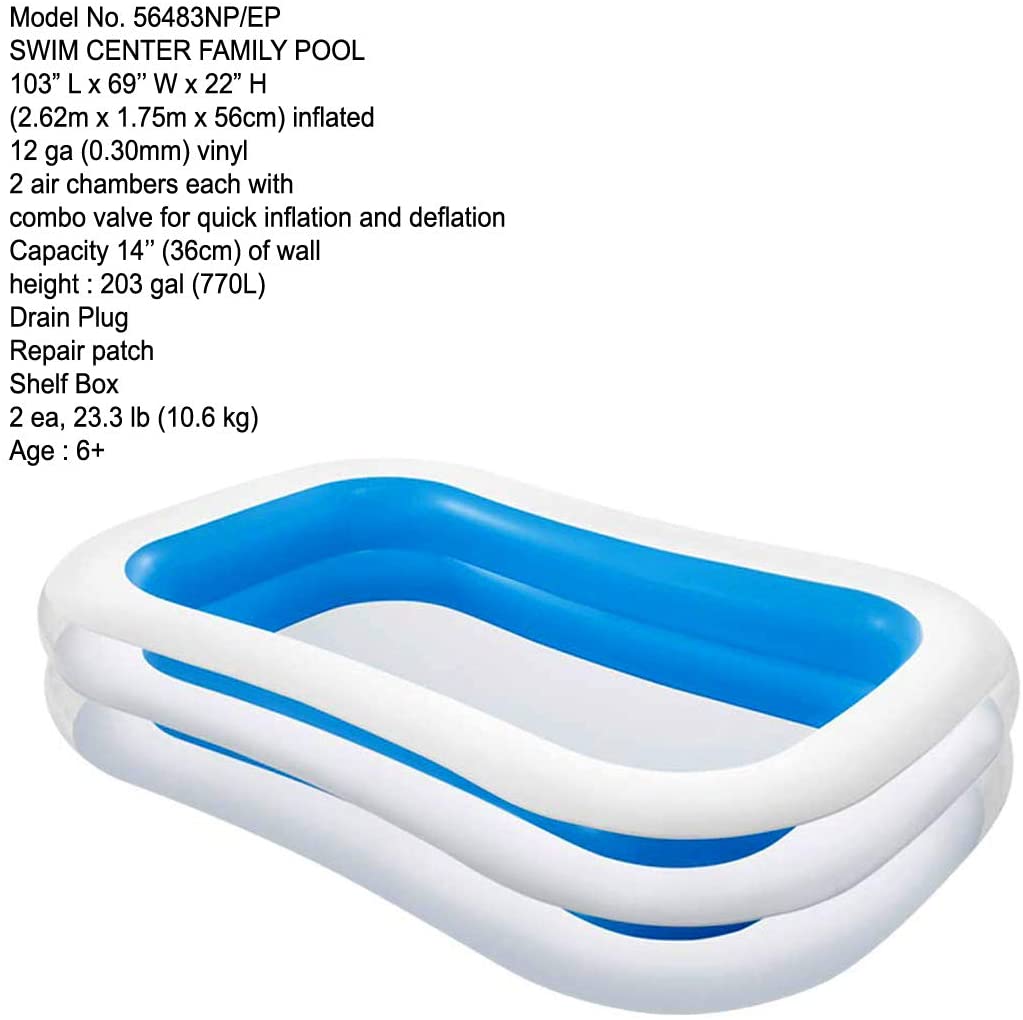 Intex 56483 Swim Center Inflatable Family Swimming Pool - White And Green