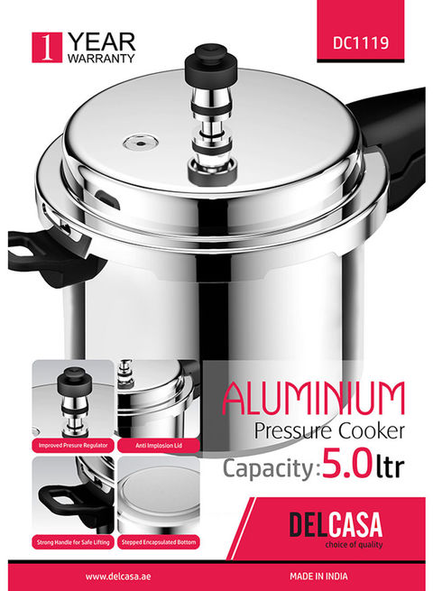 Delcasa Aluminium Pressure Cooker | Capacity 5L | Best Kitchen Accessories in Bahrain | Halabh