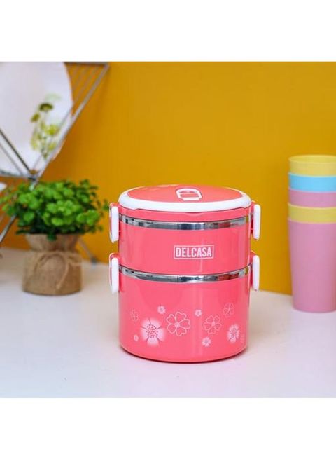 Delcasa Two Layer Lunch Box | Capacity 1.7L | Color Pink | Kitchen Accessories in Bahrain | Halabh